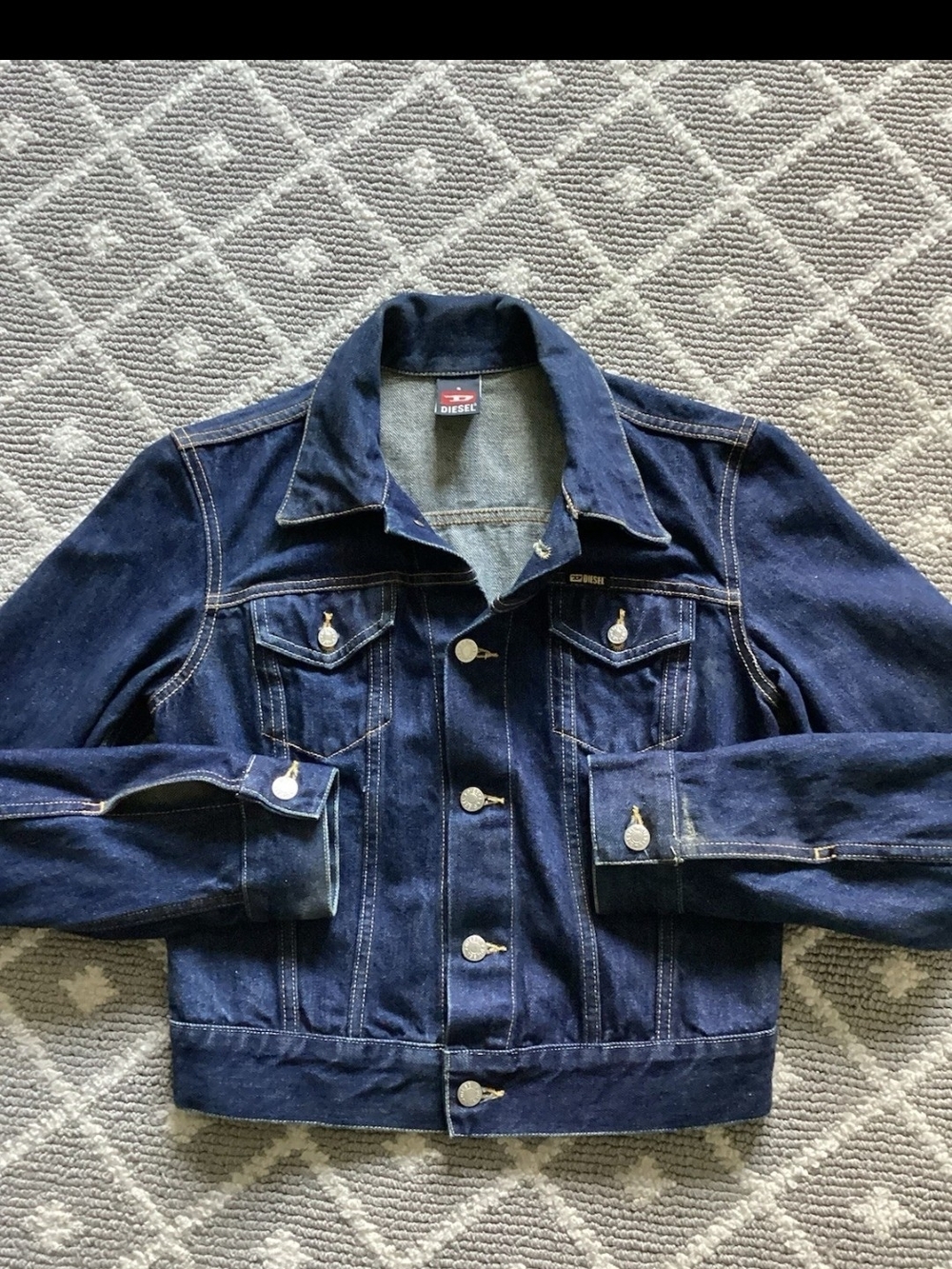 Vintage Diesel Ladies Size Small Dark Denim Trucker Jacket,Cotton Blend,Italy